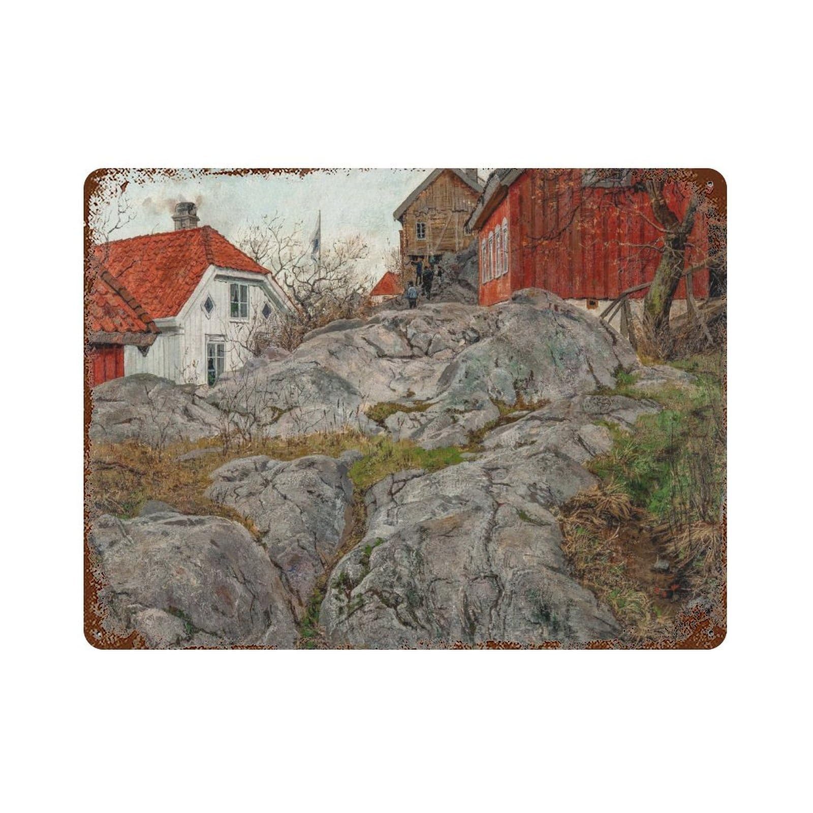 xiaoxiaoshen Vintage Rural Oil Paintings_Rural Farmhouse Landscapes Wall Decor Art Metal Tin Poster Modern Home Decor Art Home Bar Shop Decorations Vintage Sign 30x40cm