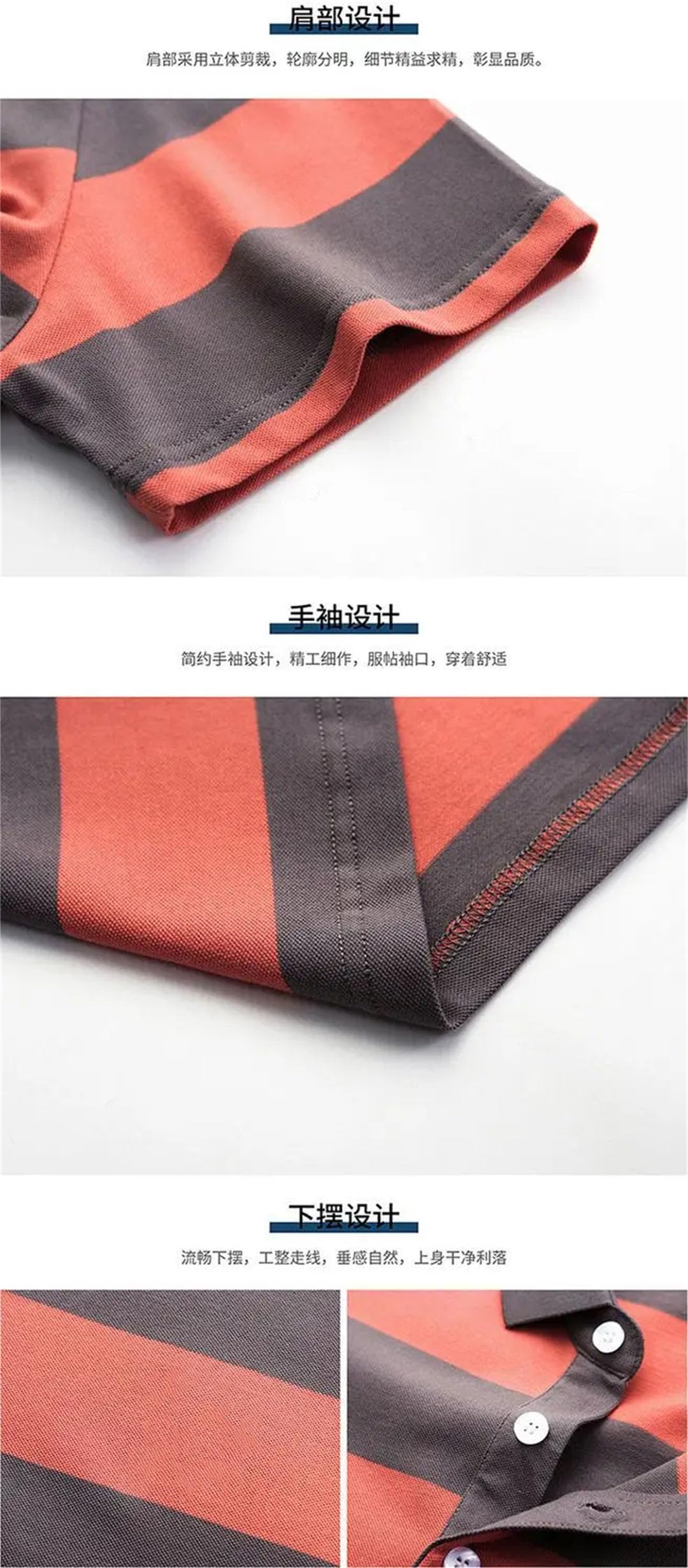Polo de manga corta para hombre, a rayas, de algodón, con solapa, holgado, de secado rápido, para negocios