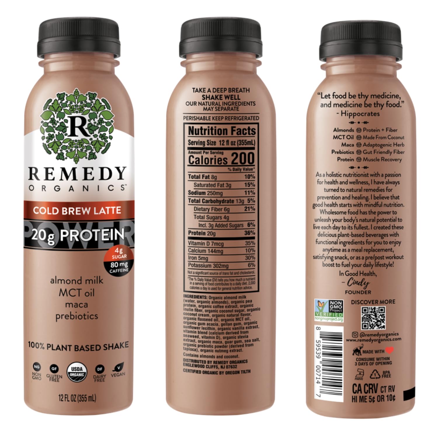 Remedy Organics Protein Power 12-Pack | Plant Based MCT Oil Protein Shakes, Ready to Drink | USDA Organic, Vegan, Gluten Free, Dairy Free, Soy Free | 4 Chocolate Fudge, 4 Cold Brew Latte, 4 Vanilla Dream