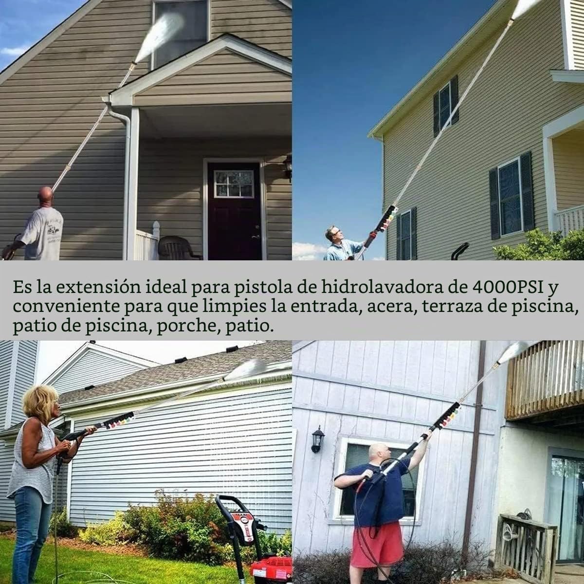 Varilla de extensión para lavadora a presión, 4000 PSI, barra de extensión de repuesto para canalón de lanza, herramientas de limpieza para lavado de ventanas de techo, conexión rápida de 1/4