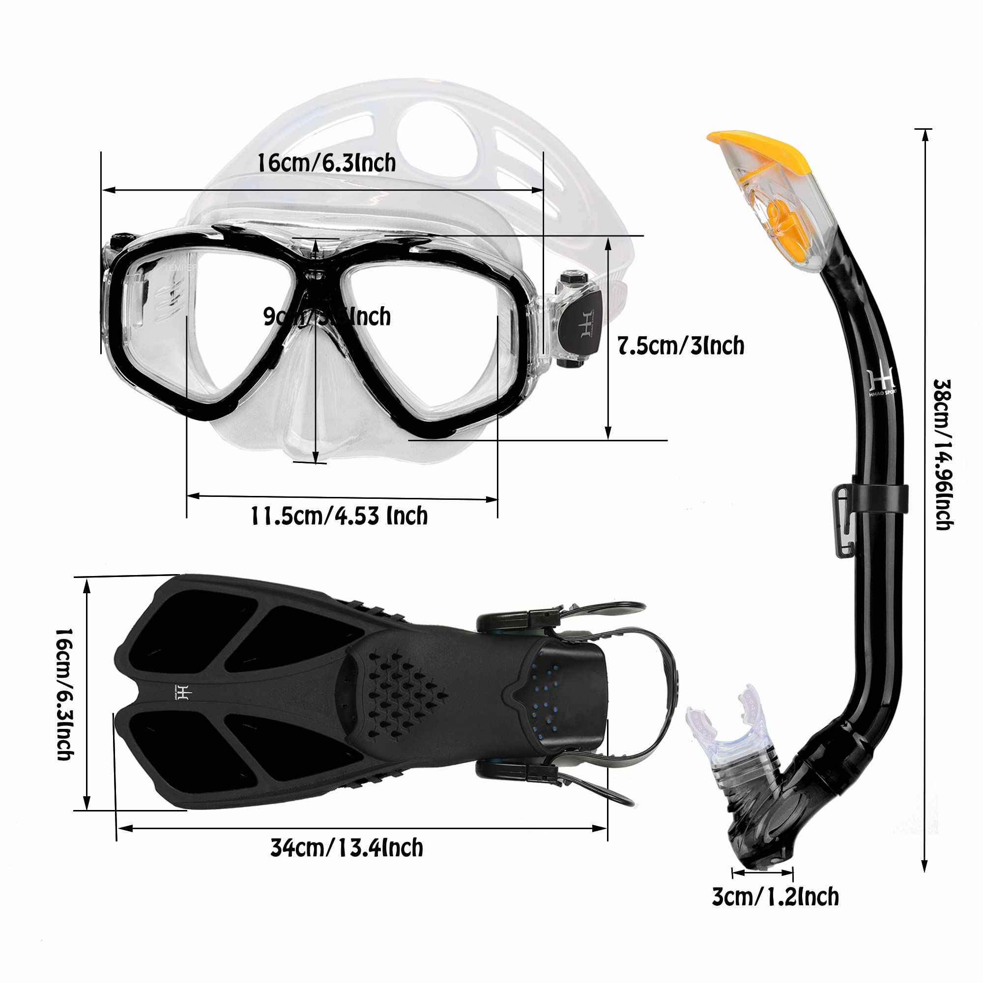 Set da Snorkeling per Bambini con Pinne, Vista Panoramica a 180° Occhialini Antiappannamento, Pinne da Nuoto Regolabili, Snorkel, Borsa in Rete ad Asciugatura Rapida