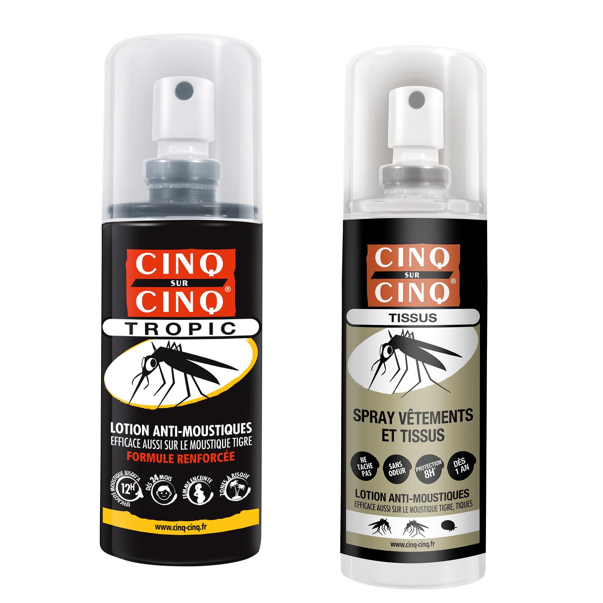 CINQ SUR CINQ Anti-Moustique Spray Lotion 75 ml + Spray Vêtements 100 ml Protection Longue Durée