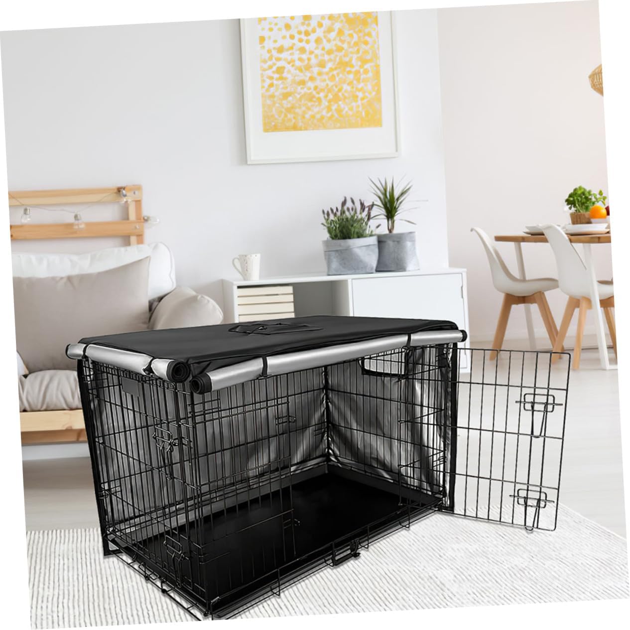 Dog Kennel Cover Privacy Pet Crate Oxford Cloth Weatherproof Indoor Outdoor Easy to Use Store