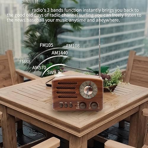 Miniatura 2 de Bocina de radio Bluetooth retro portátil, Radios pequeñas con la mejor recepción, Radio Bluetooth AM FM portátil recargable, compatible con tarjeta