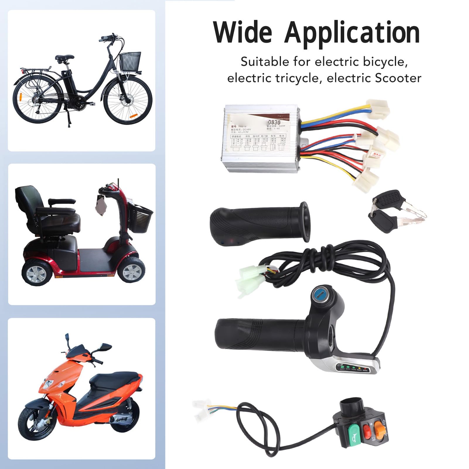 Amazon | 電動自転車モーターコントローラー、500W 48V 3機能
