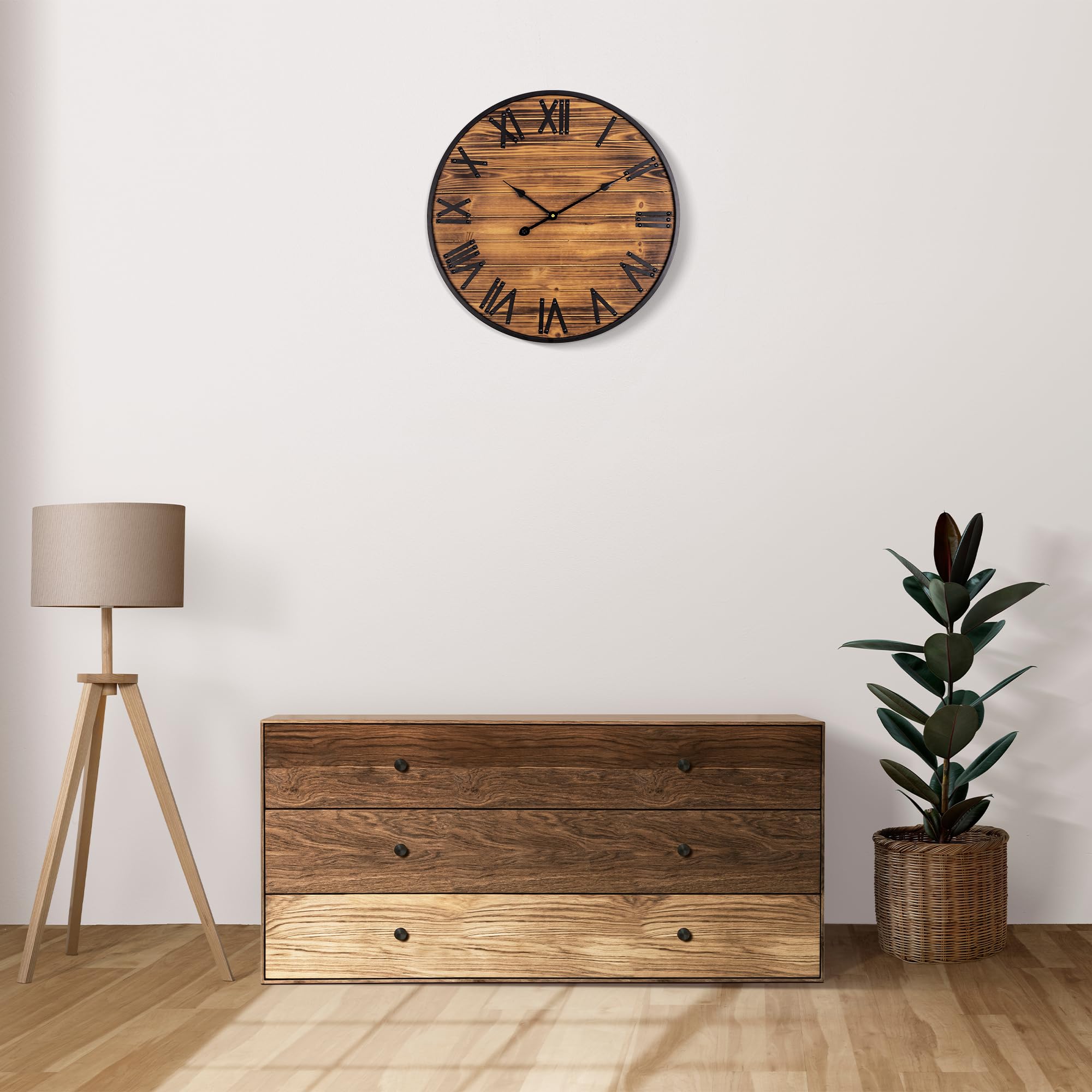 Taodyans Orologio da parete silenzioso 30,5 cm, al quarzo, funzionamento a batteria, rotondo, moderno, per ufficio, classe, soggiorno, camera da letto (arancione