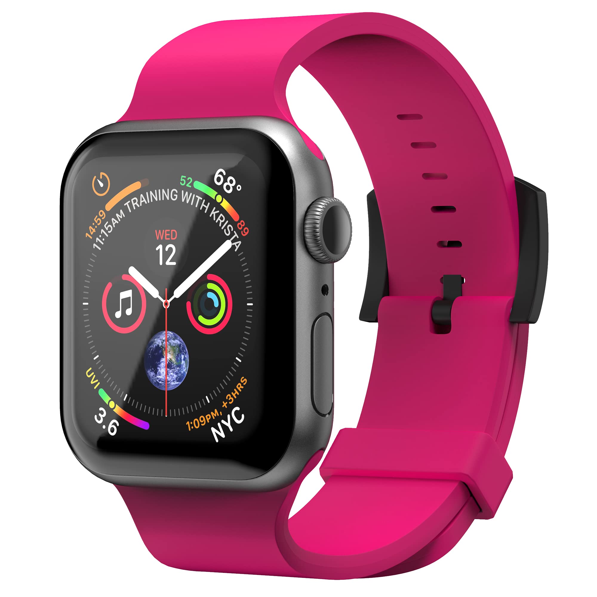 Superdry Pasek do zegarka kompatybilny z Apple Watch, nylonowy pasek z tkaniny, wygodny, elastyczny, idealny do uprawiania sportu, fitnessu, biegania, 42/44 mm, różowy