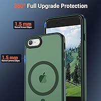 Vista 1358 de SUPFINE Funda magnética para iPhone 11 (compatible con MagSafe) (protección contra caídas de grado militar), translúcida mate a prueba de golpes