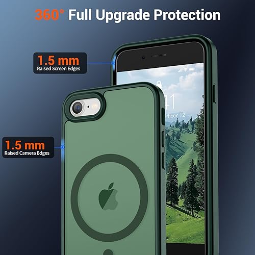 Miniatura 1358 de SUPFINE Funda magnética para iPhone 11 (compatible con MagSafe) (protección contra caídas de grado militar), translúcida mate a prueba de golpes