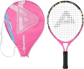 Raquete de tênis infantil para crianças pequenas, kit iniciante de 43 a 63 cm para meninas, rosa e amarelo, com alça de ombro de nylon 420D