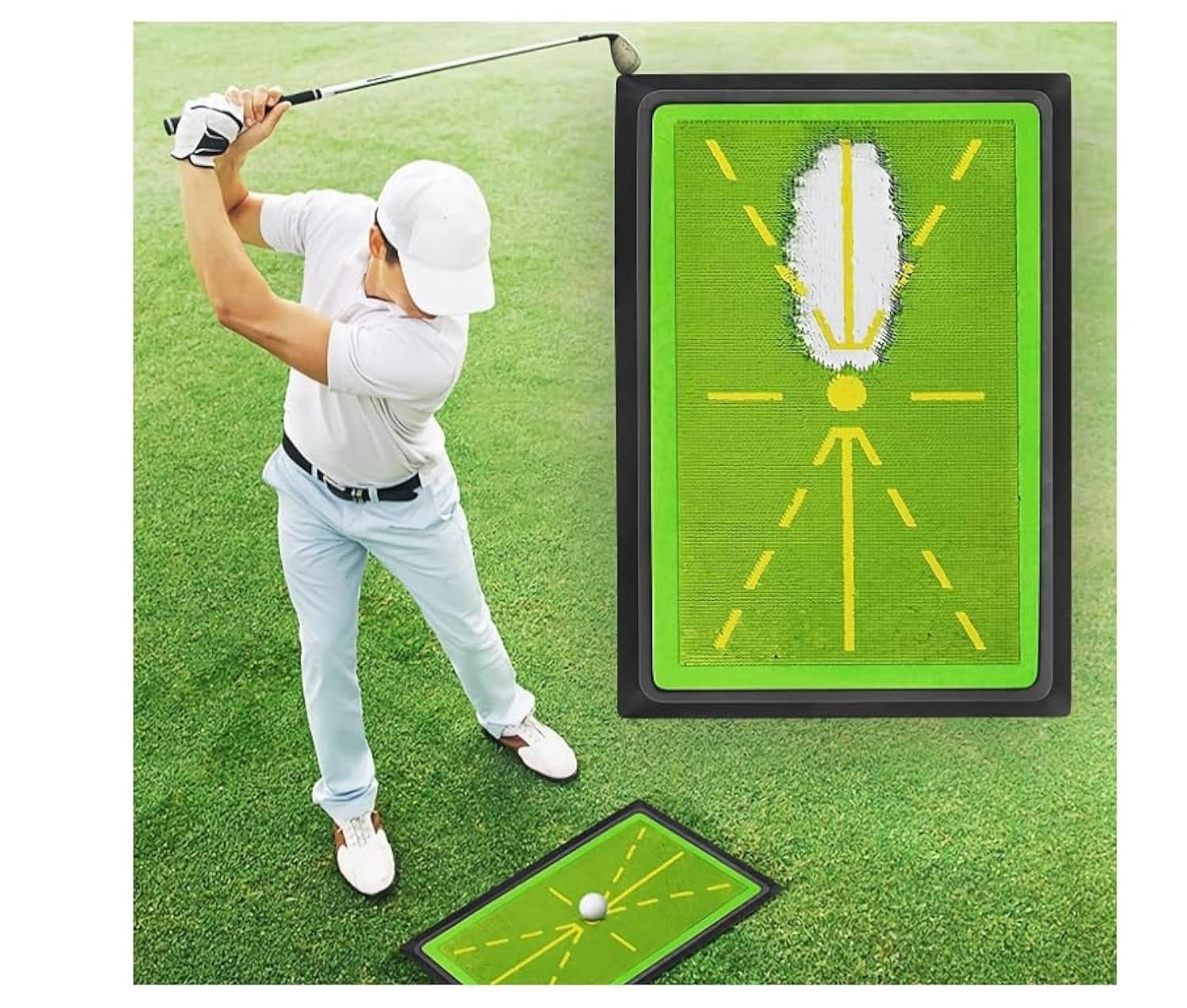 GZLQHD Golf Training Mat,Path Feedback Golf Practice Mat for Swing Detection Batting,Analysis Swing Path and Correct Hitting Posture Golf Practice Hitting Mat with Heavy Duty Base for Indoor/Outdoor