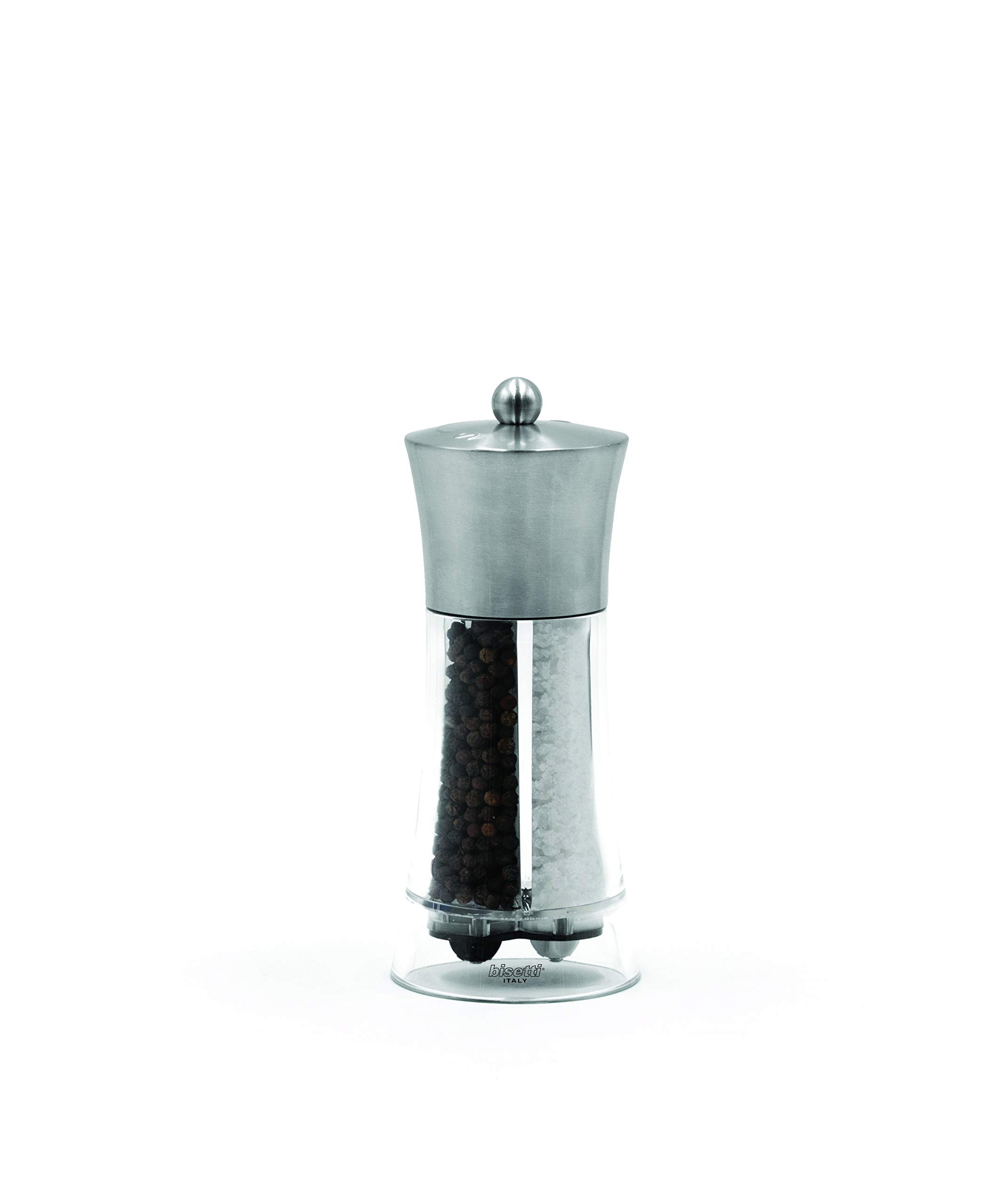 BisettiDual Big Acrylic & Stainless Steel Pepper Mill & Salt Mill, Matt, One Size