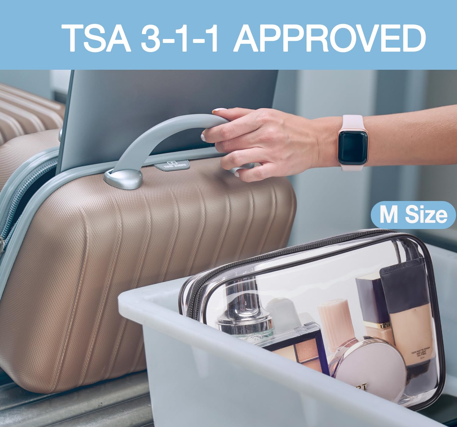 BAGSMART Clear Toiletry Bag, 2 Packs Waterproof Travel Makeup Cosmetic Organiser TSA Approved Airport Security Liquids Bags,Travel Essential for Toiletries, Black — view 2