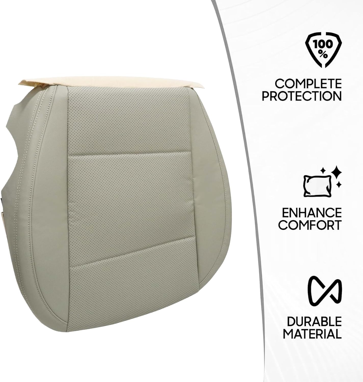 NLQR Front Driver Bottom Seat Cover Replacement Perforated Microfiber Leather Tan Compatible with Subaru Outback 2015 2016 2017 2018 2019