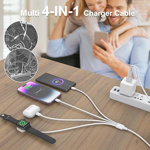 Miniatura 3 de Cable de carga universal 6 en 1 de viaje, cargador USB Atipo C iWatch+Lightning*2+adaptador de cable tipo C Combo para Smart Watch Series