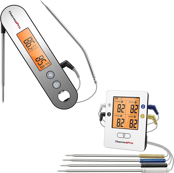 Review ThermoPro TP25 500ft Wireless Bluetooth Meat Thermometer with 4 Temperature Probes