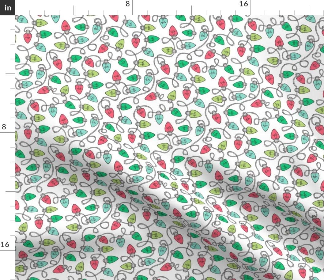 Spoonflower Fabric - Christmas Xmas Holiday Red Green White Smaller Tiny Holidays Light Printed on Petal Signature Cotton Fabric by The Yard - Sewing Quilting Apparel Crafts Decor