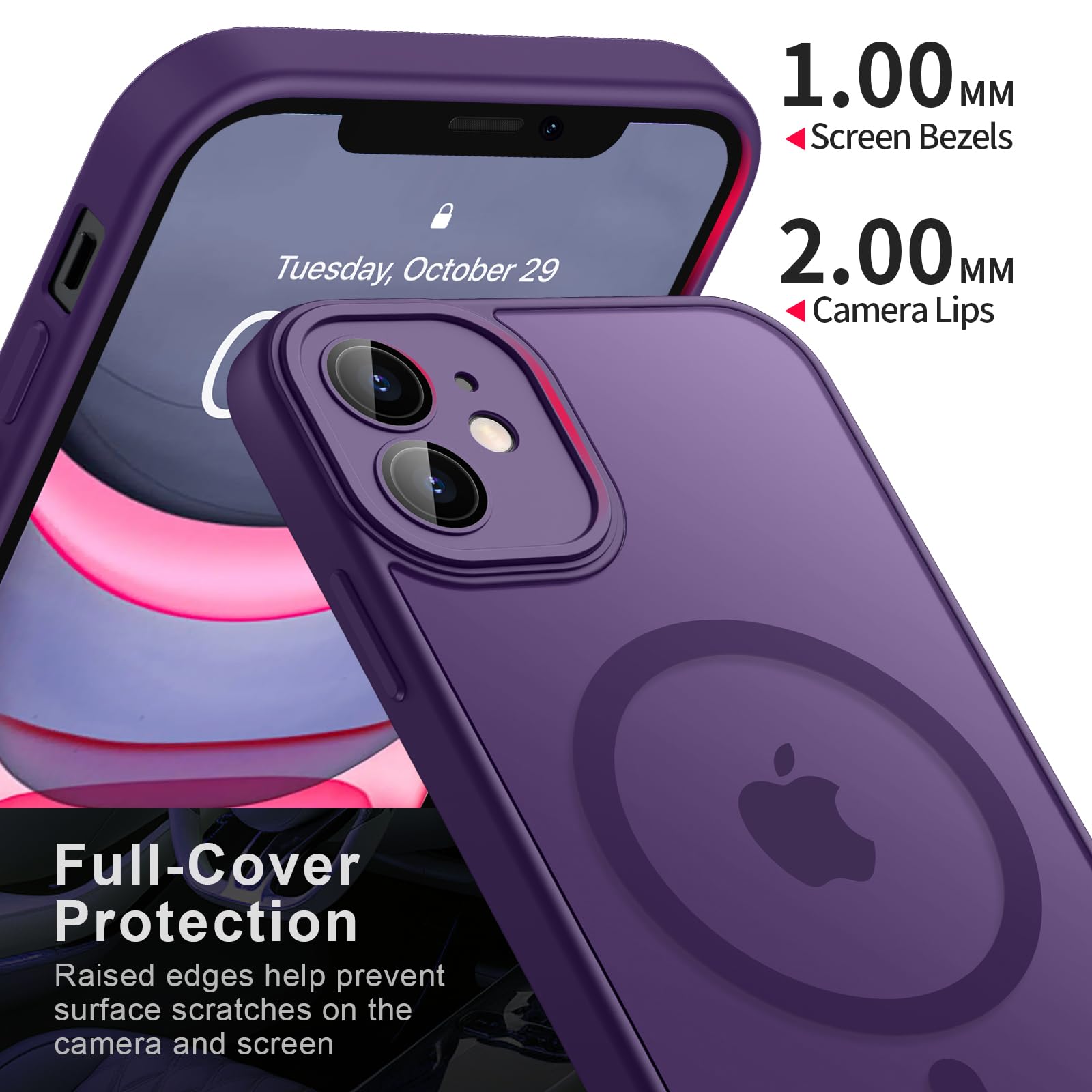 LCHULLE Compatibile con iPhone 11 Cover cuore d'amore Custodia con forma ondulata e riccia ragazze Protezione della fotocamera Cover protettiva galvanizzata Custodia per iPhone 11 Nero