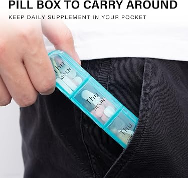 Daviky Pill Organiser 3 Times a Day, Weekly Pill Box 7 Day 3 Times a Day, Tablet Organiser Easy to Use, Daily Medication Organizer with Large Compartments to Hold Vitamins, Supplements & Medicine