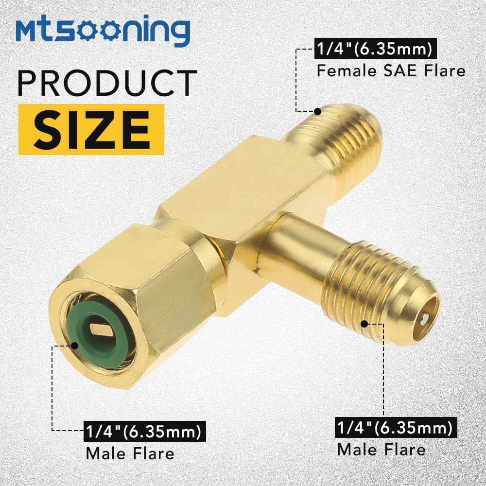 Air Conditioner Ball Valve 1/4" SAE Adapter Straight Refrigerant Valve Replacement for R134a R22 R12 R410a Charging hoses A/C HVAC Refrigerant
