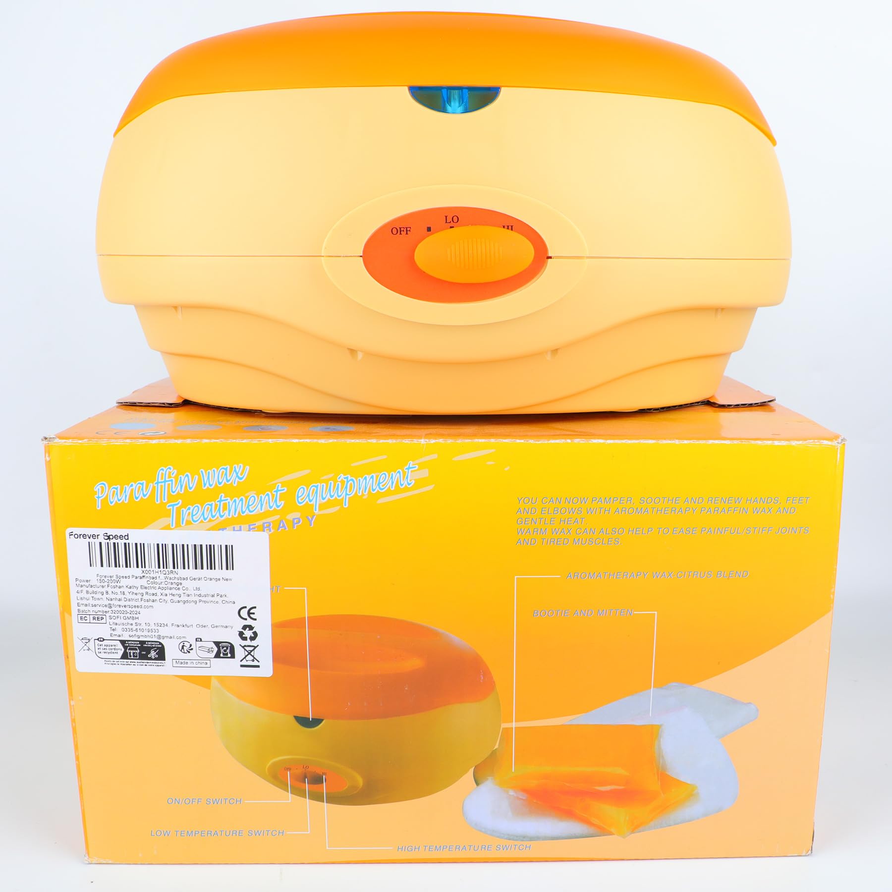 Forever Speed Paraffinbad für Hände und Füße, Paraffinbadwärmer mit 900g Paraffinwachs für Spa feuchtigkeitsspendende Hände und Füße und Beruhigende Arthrose und Rheuma (Orange)