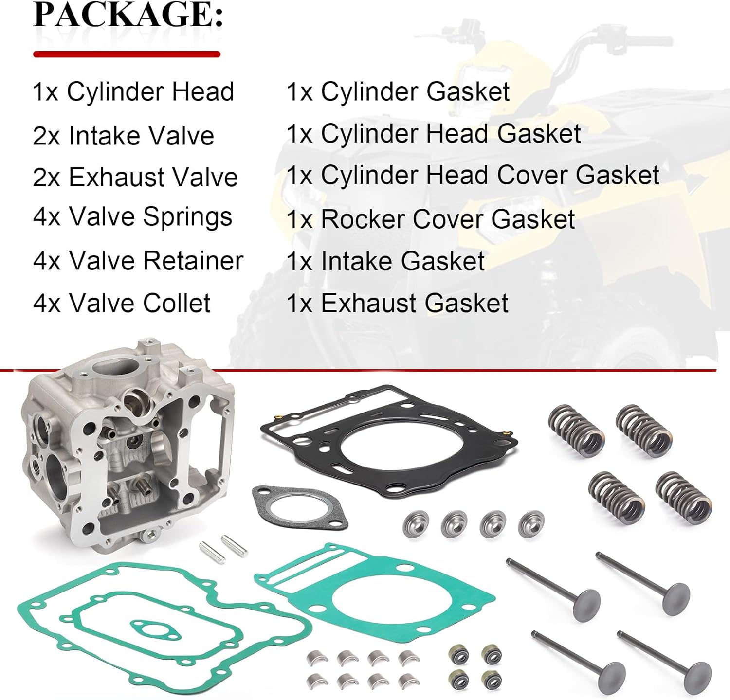 Engine Cylinder Head & Valve Kit for Polaris Sportsman Magnum Scrambler Big Boss Ranger 400 425 500 1995-2014
