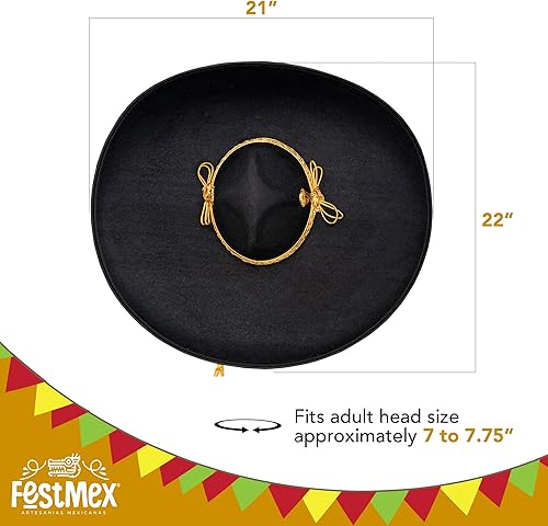 Miniatura 2 de Sombreros Mexicanos Charro Sombrero Mexicano y Sombrero de Mariachi, Sombrero Tradicional Mexicano para Adultos, Disfraz de Mariachi