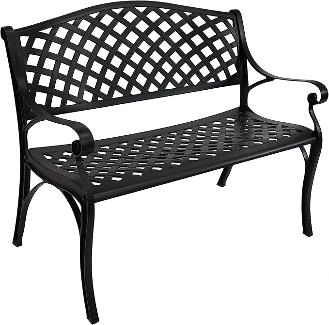 Amazon.com: Sunnydaze 39-Inch Outdoor Bench for Patio or Park - Metal ...