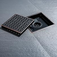 Vista 1 de Drenaje de ducha cuadrado de bronce aceitado de 6 pulgadas SUS304 de acero inoxidable con rejilla de inserción de azulejos extraíble