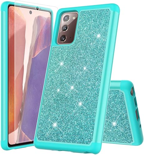 Funda rígida para Samsung Galaxy Note 20 5G con protector de pantalla y protector de pantalla, funda rígida de goma de diamante brillante para niñas