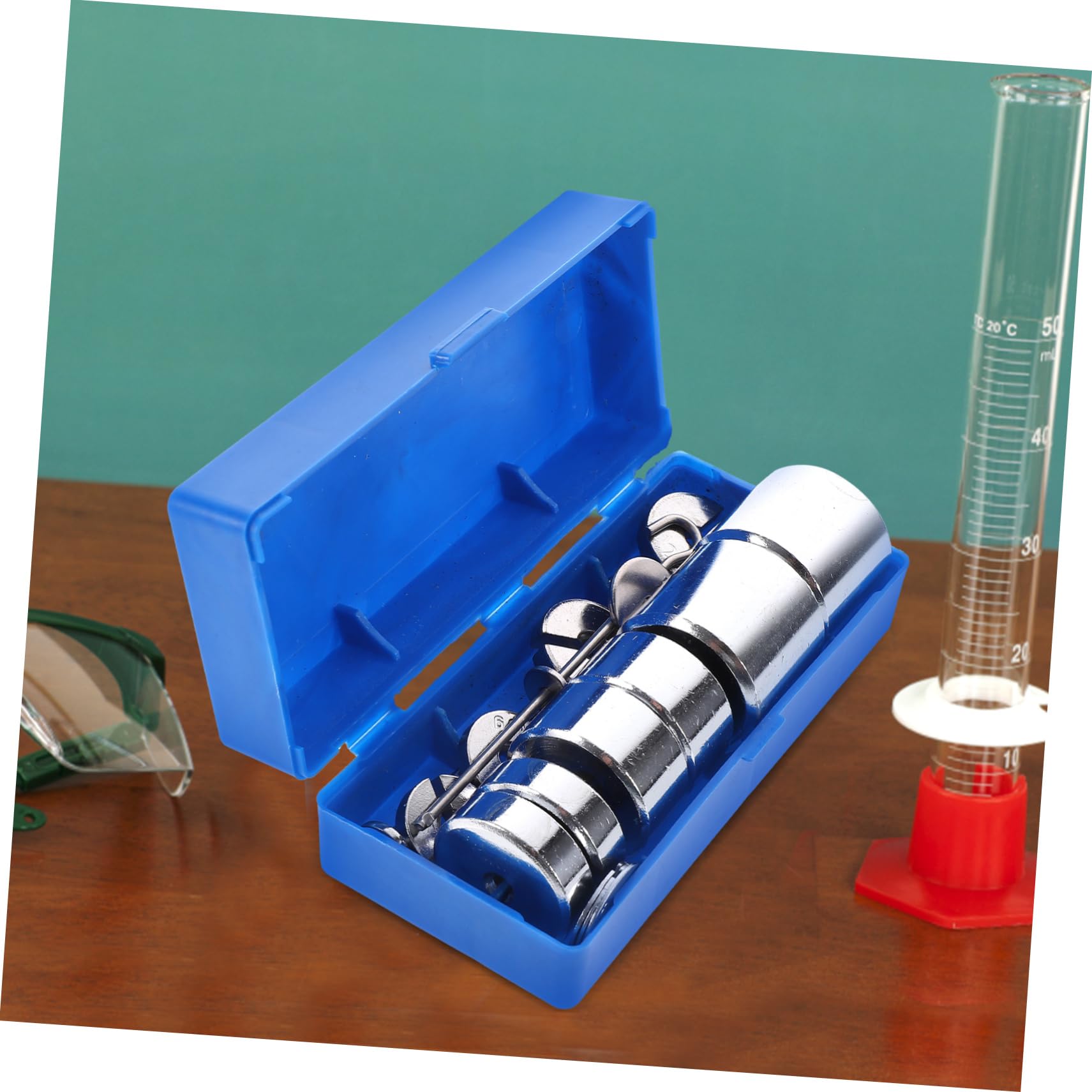 Ensemble de Masses à Fentes Métalliques 1 Set en Acier pour Laboratoire | 2 G à 100g, Crochet Inclus, Boîte de Rangement Fournie, Outil de Démonstration pour Force et Équilibre