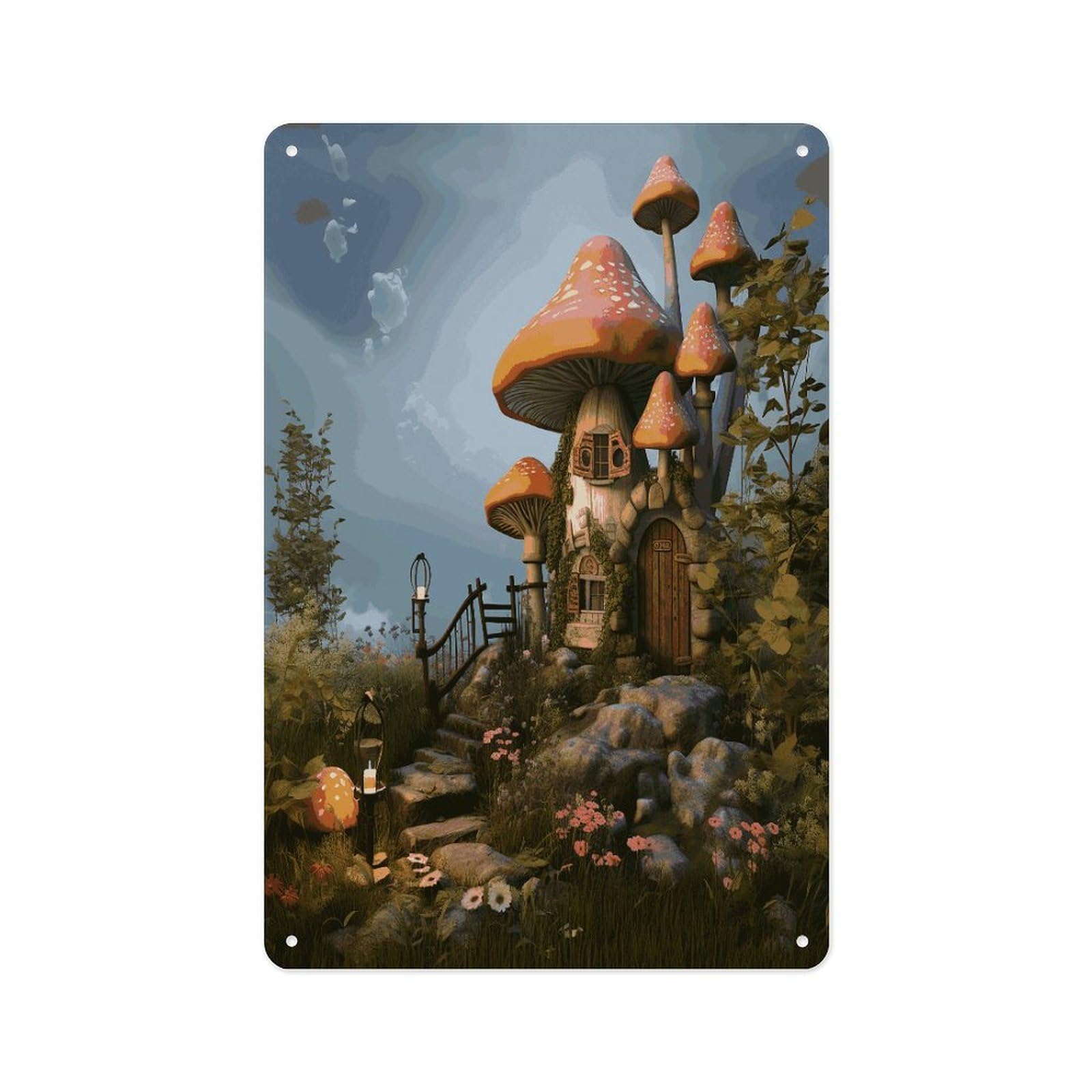 Fekiloot Style Mushroom Garden Wall Decor Metal Signs Tin Signs Poster