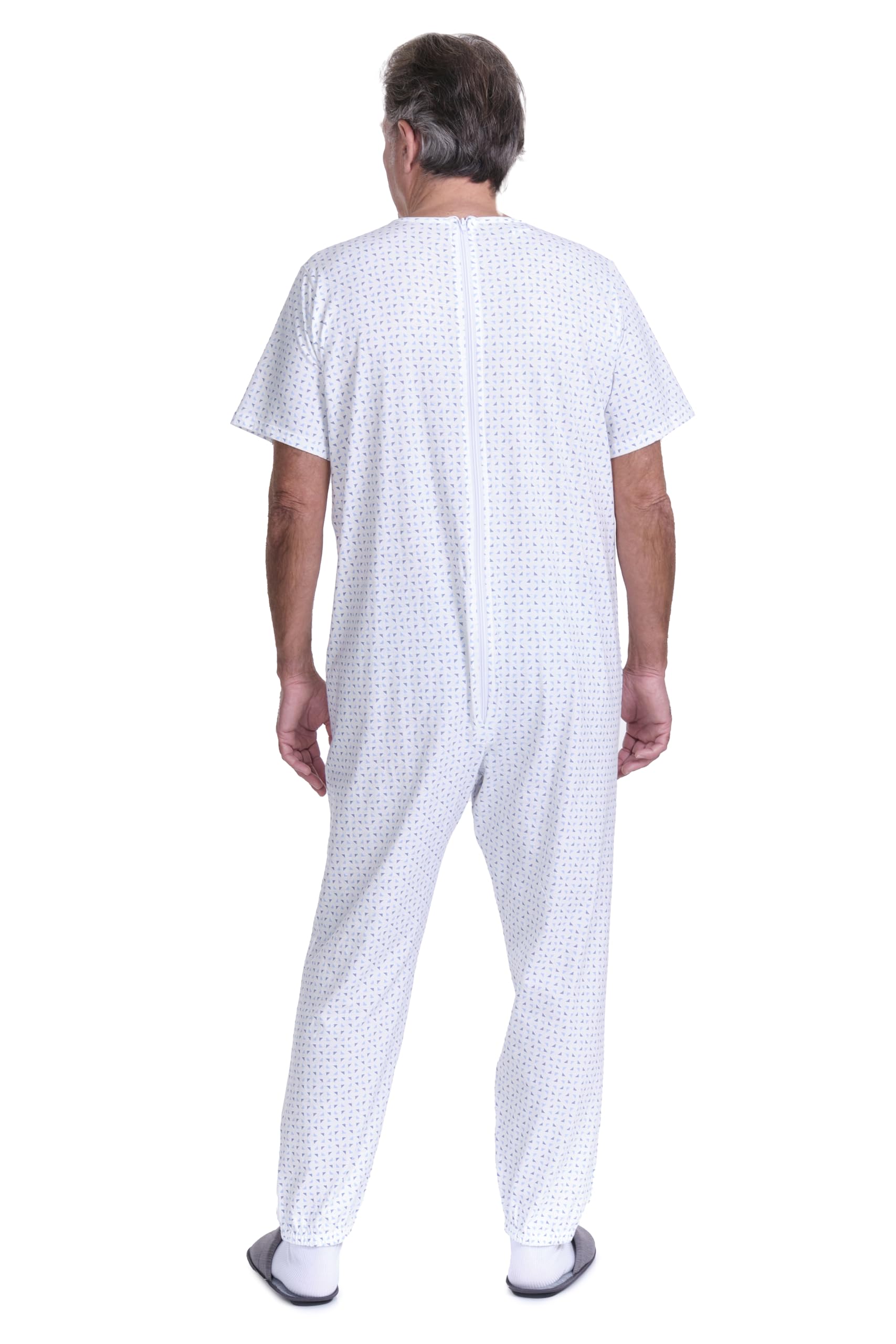 Pyjama pour Alzheimer avec Fermeture au Dos, 100% Coton Léger, Manches Courtes, Pantalon Long, 9012/3, pour Personnes âgées