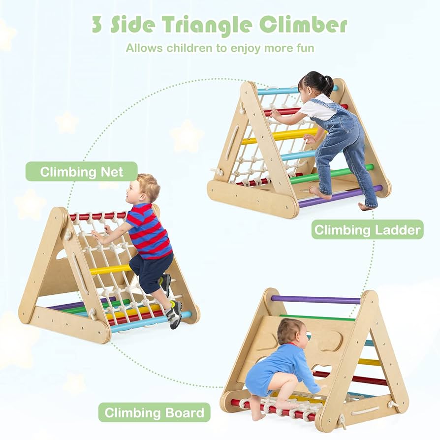 Pikler Triangle Set GLACER 4-in-1 Climbing Triangle W/Ramp