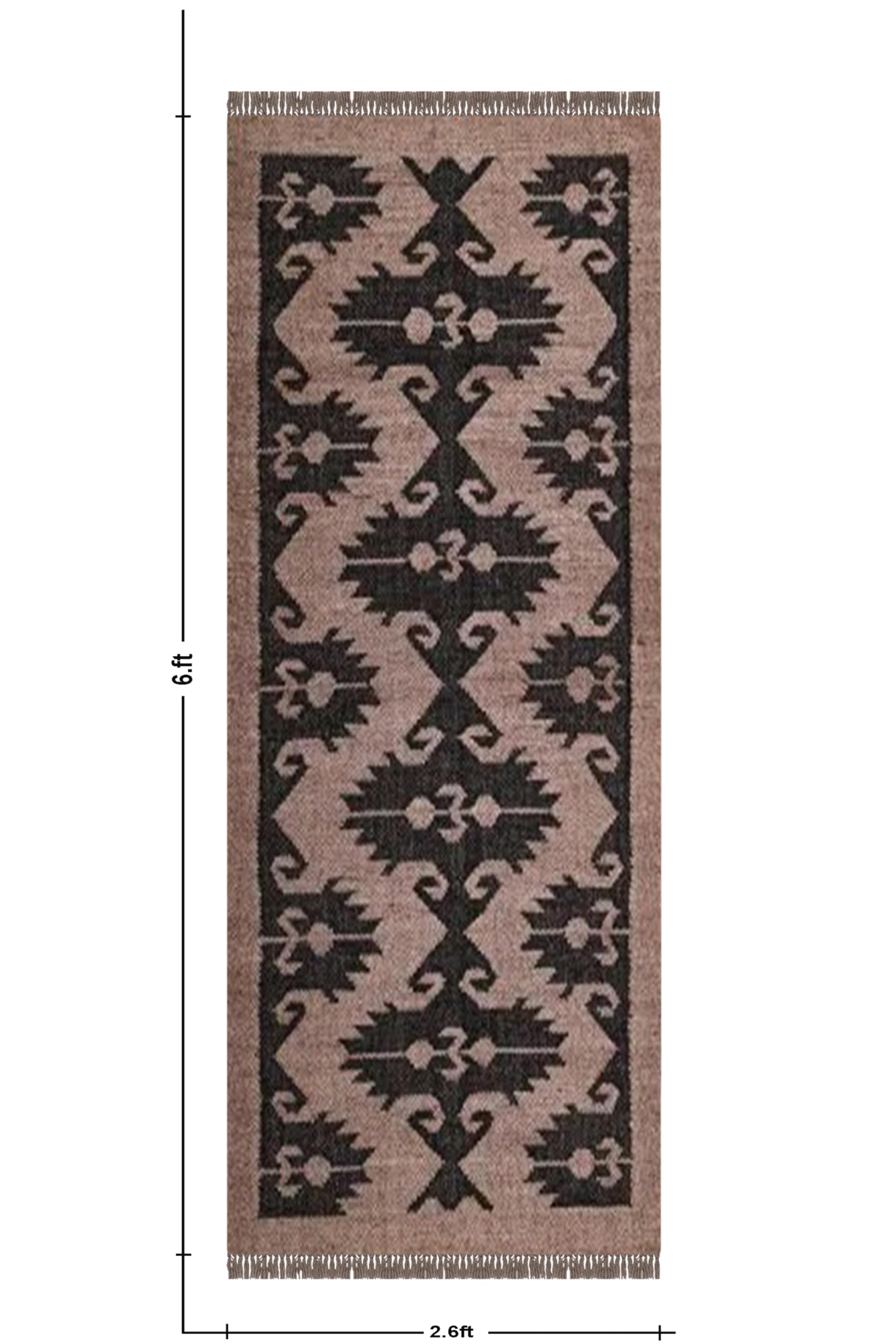 Lot de 3 tapis carrés en jute tissée à la main pour intérieur et extérieur - Noir et gris