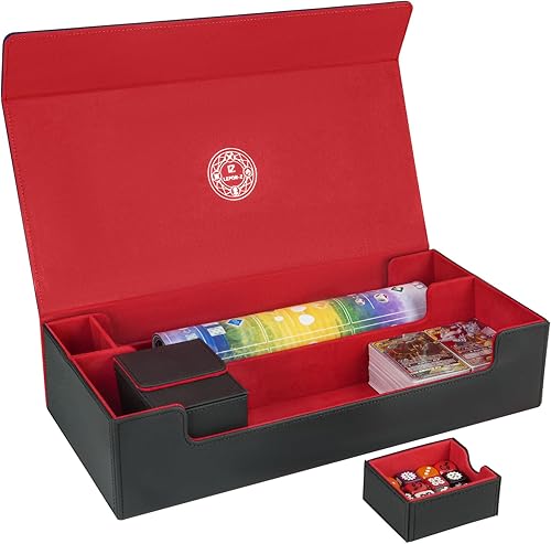 Miniatura 8 de Juego de cajas de cartas 6 en 1, caja de almacenamiento extragrande para juegos de cartas premium con 5 fundas de cartas pequeñas compatibles con
