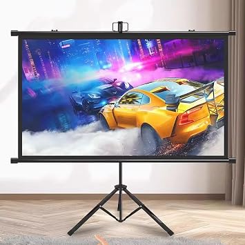 Freestanding Portable Tripod Support Wall Mount for Indoor and Outdoor Projection Portable Outdoor Projector Screen with Stand Movie Projection Screen for 60" 72" Movie Screen Projectors 4K Compatible