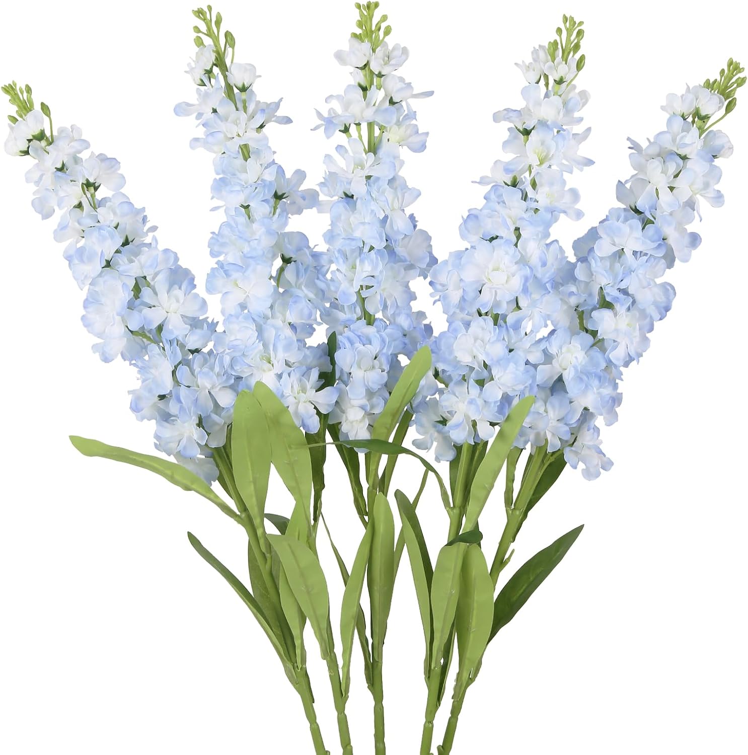 Light Blue Delphinium Artificial Flowers 5PCS Silk Flowers with Stems Snapdragon Long Stem for Tall Vase Home Wedding Centerpieces Decor (Light Blue)
