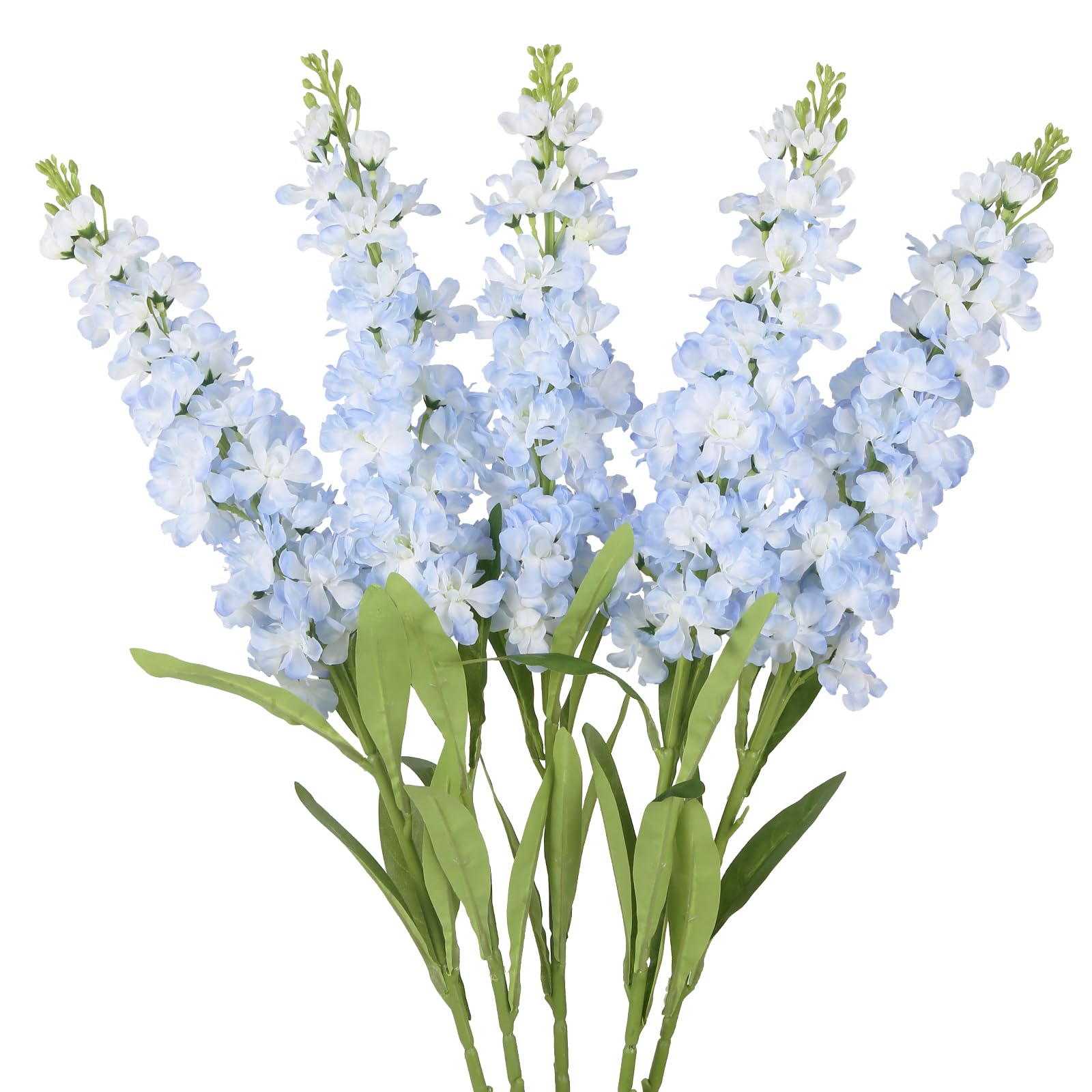 INSUNSIX 5Pcs Light Blue Delphinium Artificial Flowers