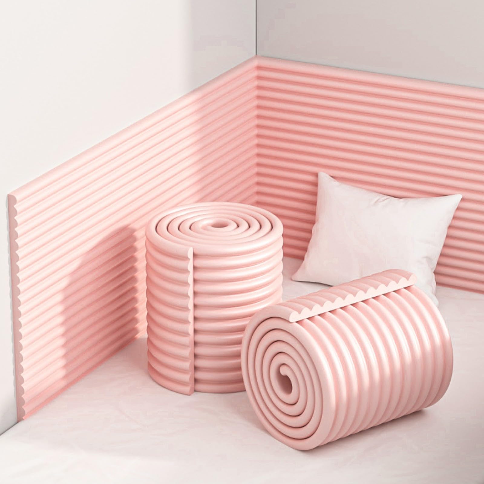 Coussinets épais anti-collision en pack souple rose 30x60 cm pour habiller un lit d'enfant