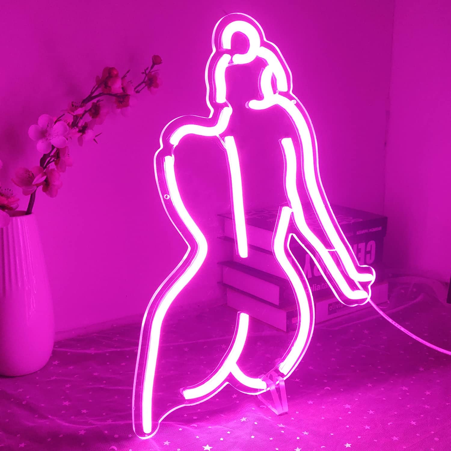 Lady Back LED Neon Sign Wall Decor Sign 16’’x12’’ Room Decor Pink Neon Lights for Bedroom Bar Man Cave Room Pub Store Club Garage Party Wall Art Decoration Lights - Image 2