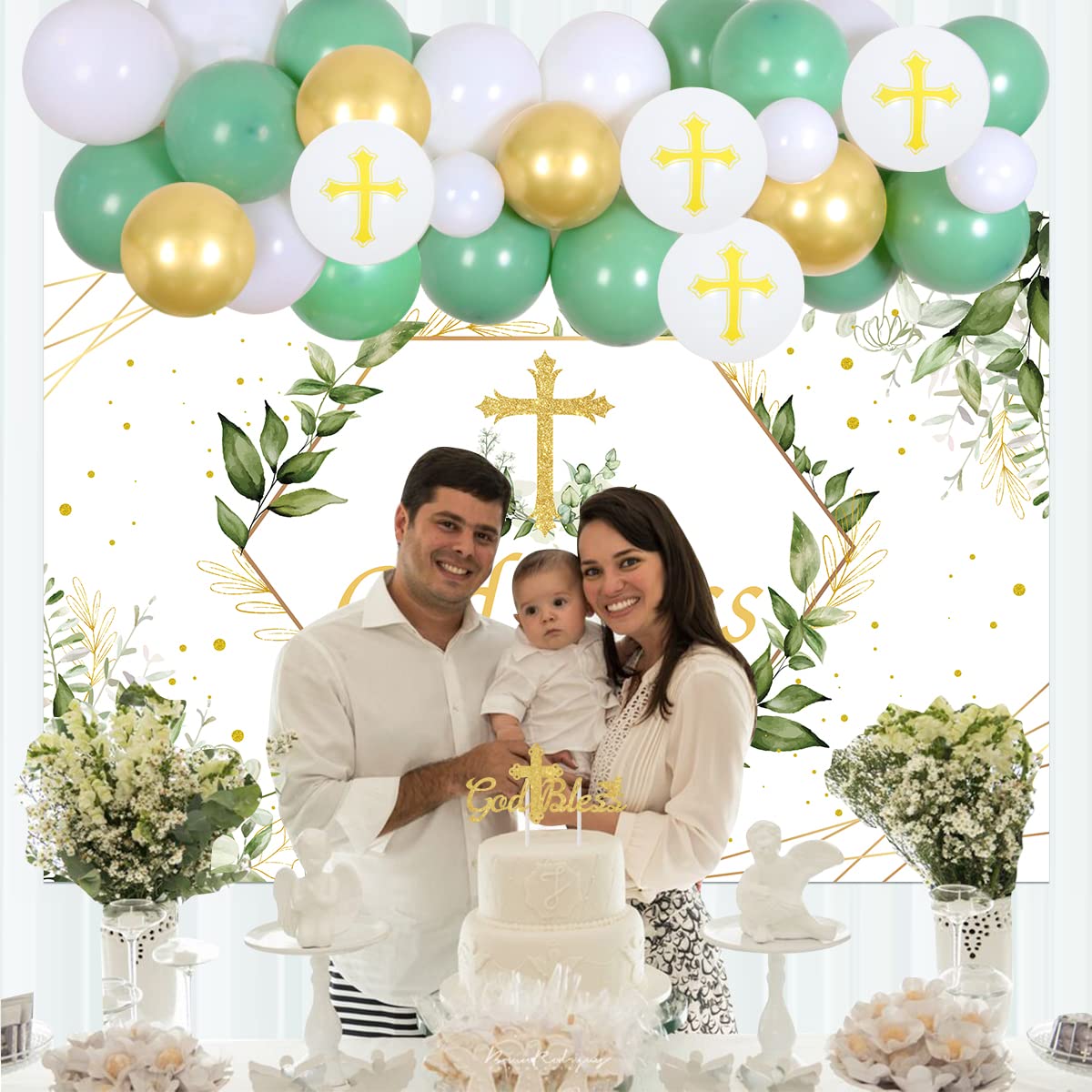 15 Stück God Bless Deko-Stäbchen – Für Taufe, Kommunion & Babyparty – Roségold Glitzer