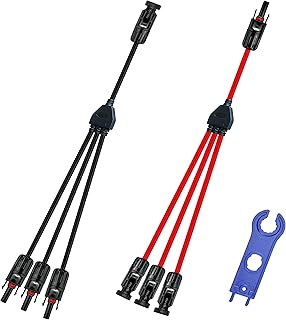 WOODGUILIN Solar Y Connector,Solar Y Branch Parallel Cable,Solar 1 to 3 Male Female Connector Adapter,10AWG 45A Waterproof IP68 40CM Cable,for Solar Panels,Solar Cells (MFFF&FMMM, 1 Pair)