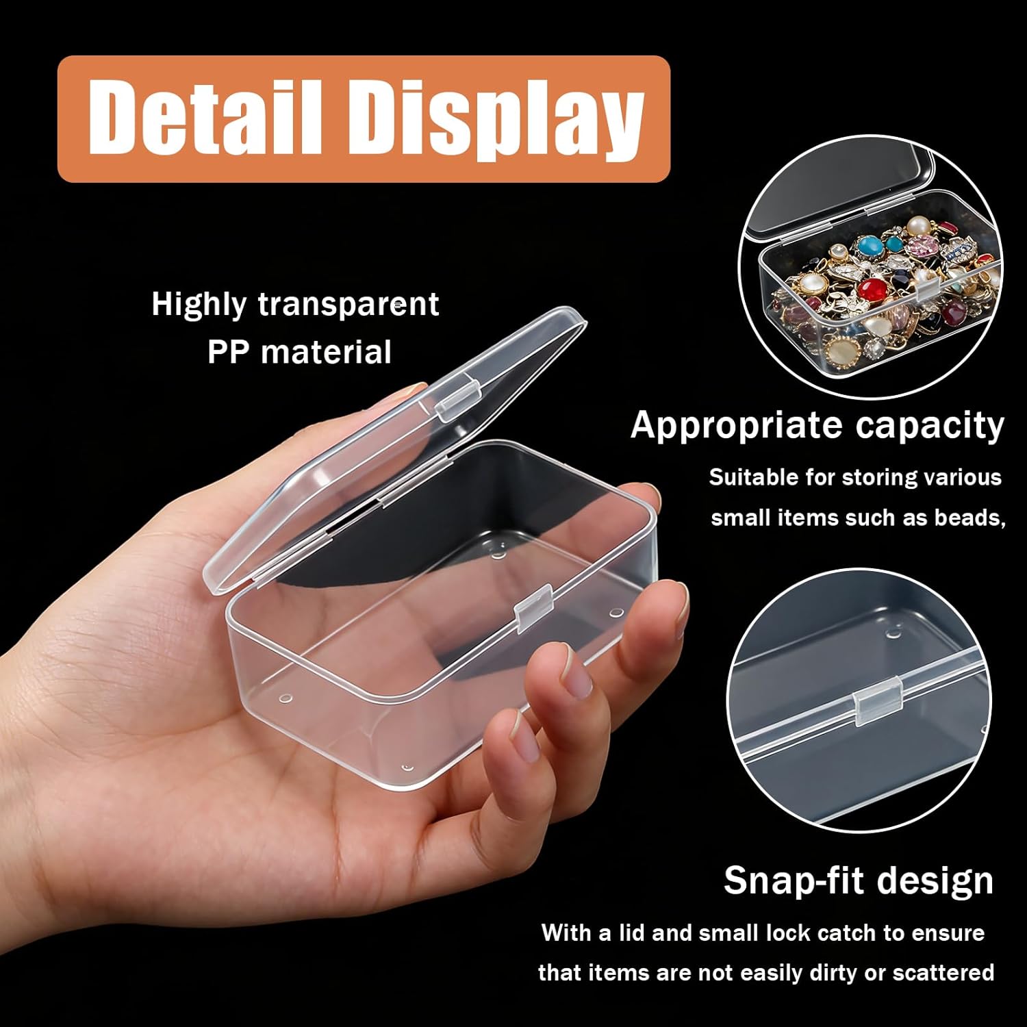 4 Pcs Mini Clear Plastic Storage Containers 3.7x2.5x1 inches Small Box with Hinged Lid Rectangle Organizer for Collecting Small Items Beads Jewelry Business Cards Game Pieces Crafts Accessories
