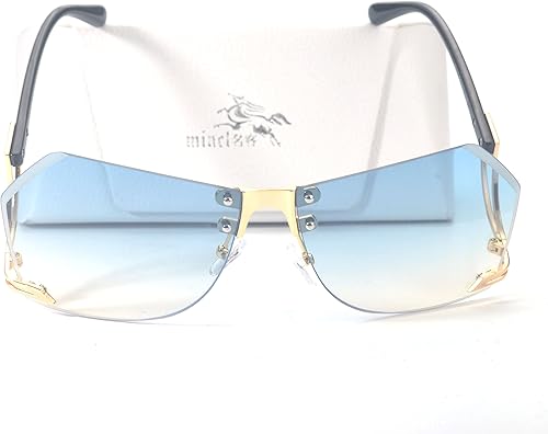 Miniatura 10 de MINCLGafas de sol de gran tamaño para mujer sin montura UV400 Protrction con funda