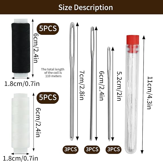 Travel Sewing Kit, Black and White Sewing Thread for Adult Beginner Repair | Needle and Thread Kit, Cotton Sewing Machine Thread for Home Clothes Repair, Embroidery, Hand Quilting, DIY Fabric Craft
