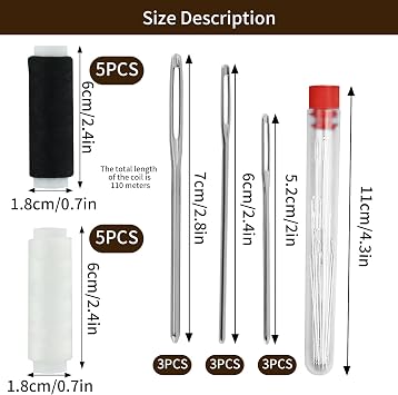 Travel Sewing Kit, Black and White Sewing Thread for Adult Beginner Repair | Needle and Thread Kit, Cotton Sewing Machine Thread for Home Clothes Repair, Embroidery, Hand Quilting, DIY Fabric Craft