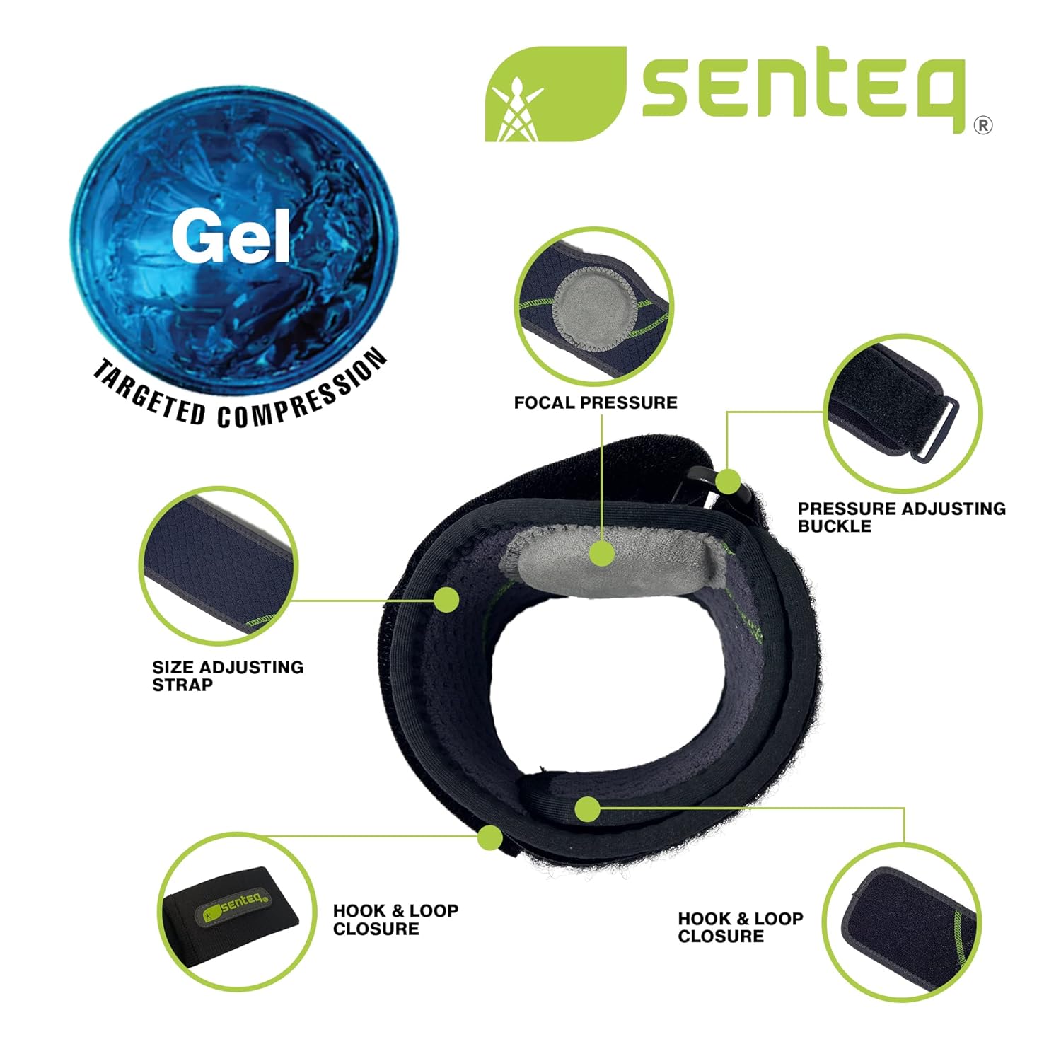 SENTEQ Elbow Brace 2PACK Tennis Forearm Tension Relief Compression Band for Men/Women Weightlifting Arms Pads Golfer Wrap Tennis Golf Elbow Support Tendonitis Pain Relief Pressure Bands Strap Sleeve