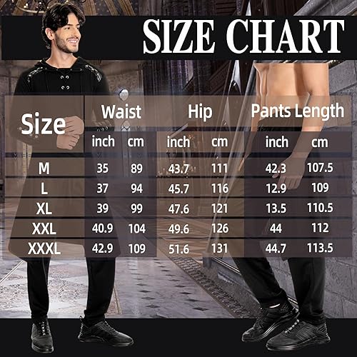 Miniatura 4 de Pantalones vikingos steampunk medievales para adultos, pantalones góticos renacentistas para disfraz de Halloween