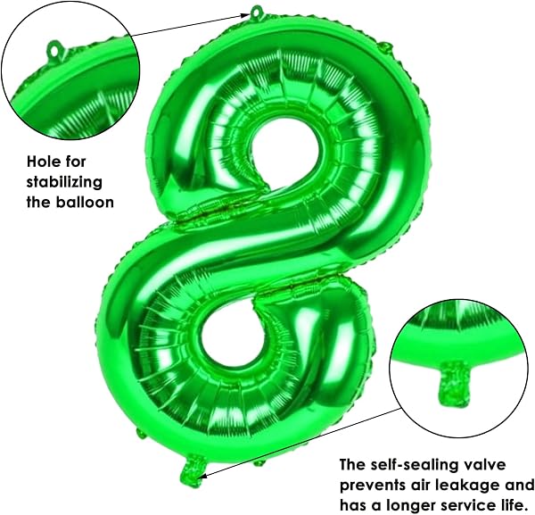 Ballon Chiffre Anniversaire 1 Vert, 83cm Numéro Feuille Géante Hélium Ballons Gonflables XXL Grand Ballon Numérotés Garçon Fille Homme Femme D'anniversaire Décoration pour Fête Mariage Célébrations - 3